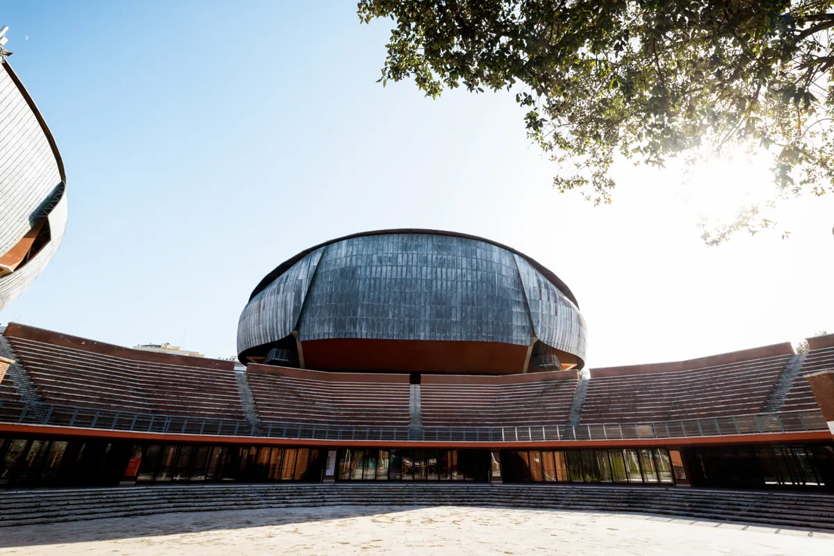 The empty Cavea of the Auditorium Parco della Musica Ennio Morricone in Rome, where composer Santiago Bianchi has conducted his own music