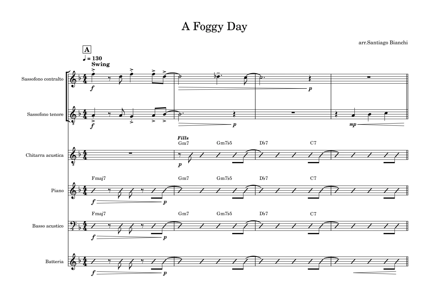 Score of A Foggy Day by Santiago Bianchi, page 1 of 13