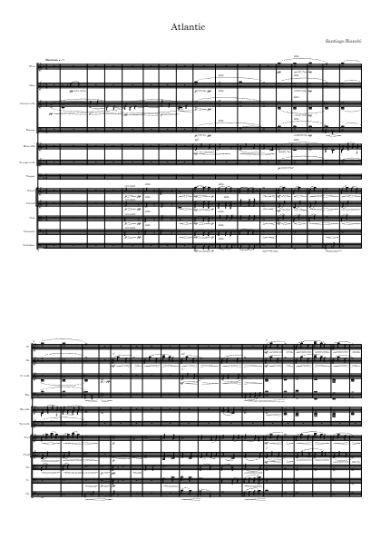First page of the orchestral score of Atlantic by Santiago Bianchi