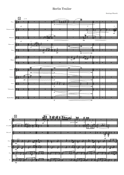 First page of the orchestral score of Berlin by Santiago Bianchi