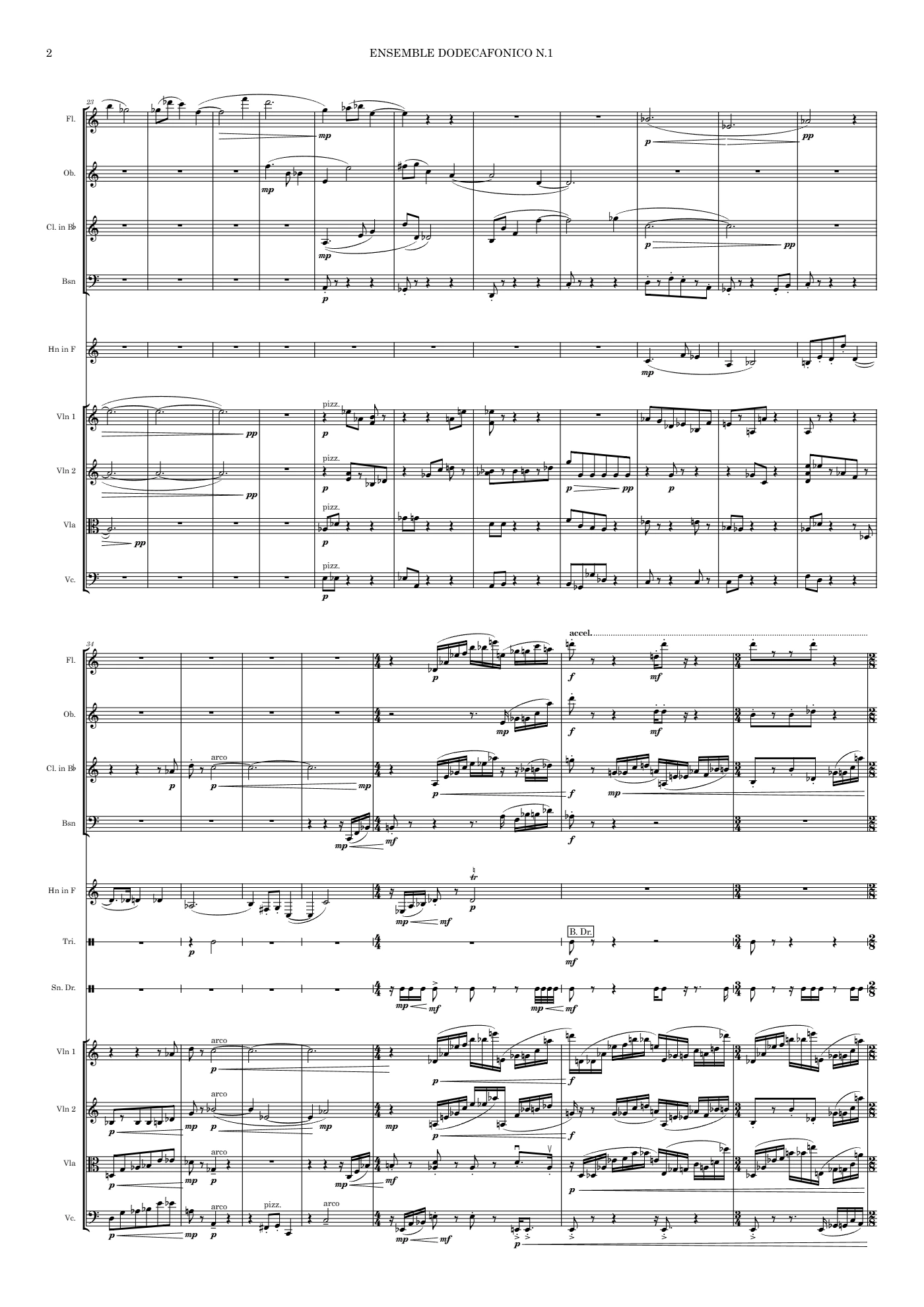 Score of Twelve-Tone Ensemble no. 1 by Santiago Bianchi, page 2 of 5