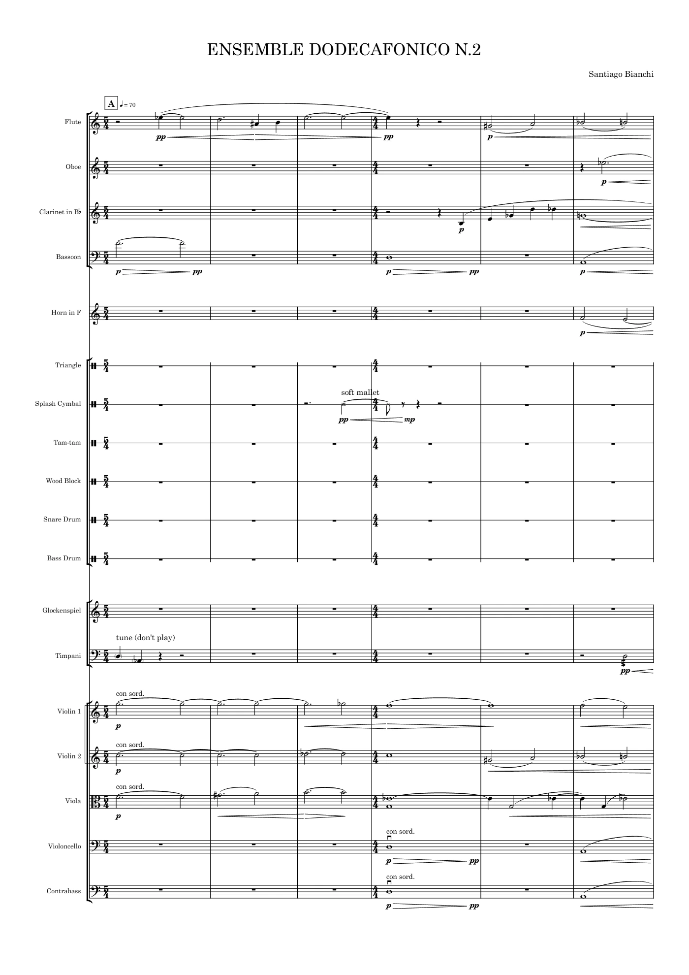 Score of Twelve-Tone Ensemble no. 2 by Santiago Bianchi, page 1 of 12