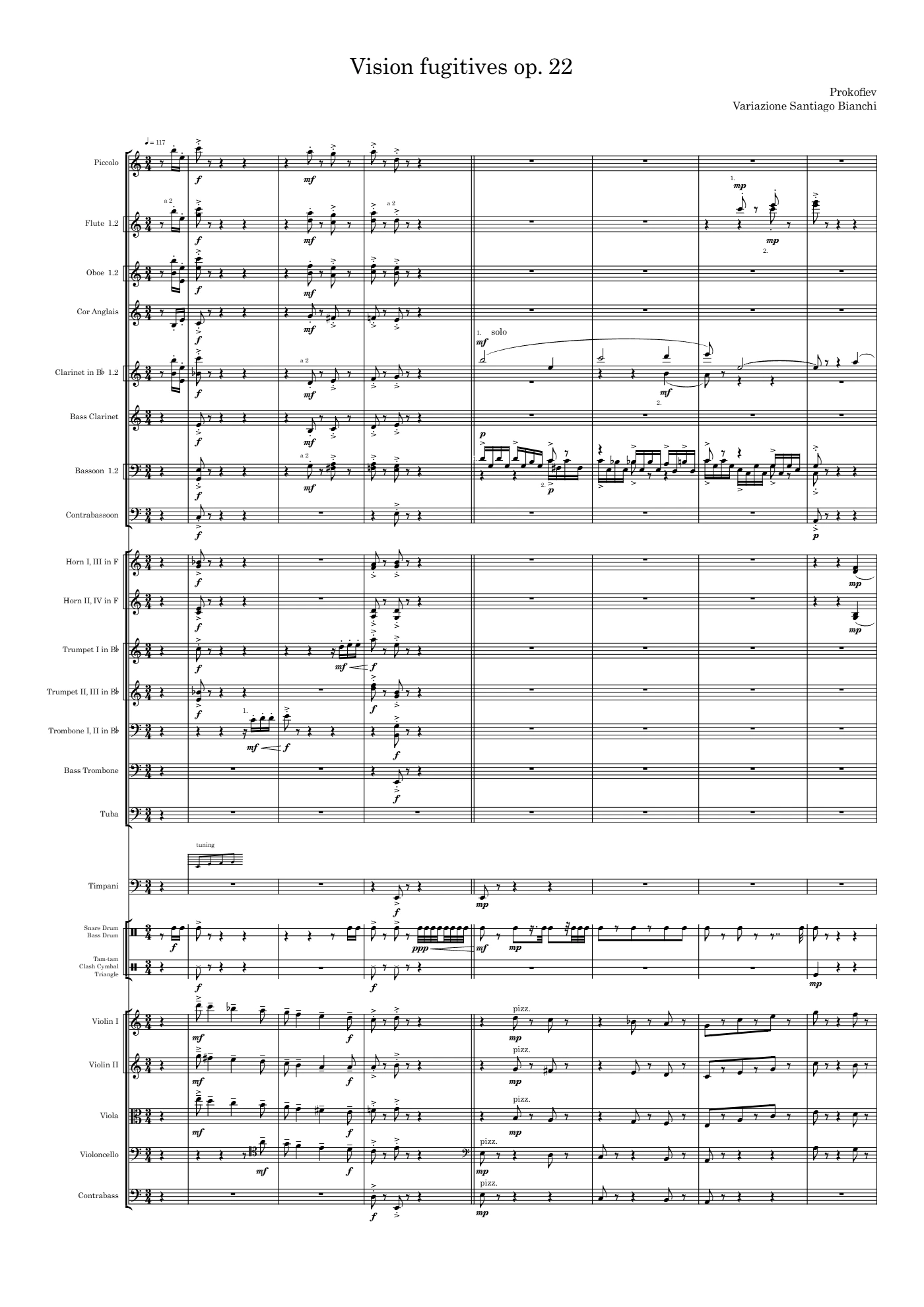 Score of Visions Fugitives op. 22 by Santiago Bianchi, page 1 of 5