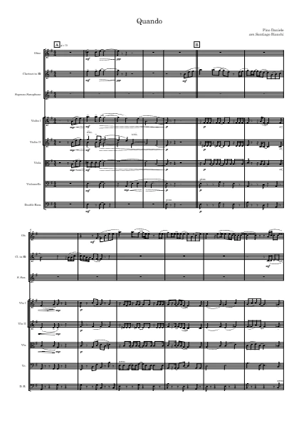 First page of the orchestral score of Quando by Santiago Bianchi