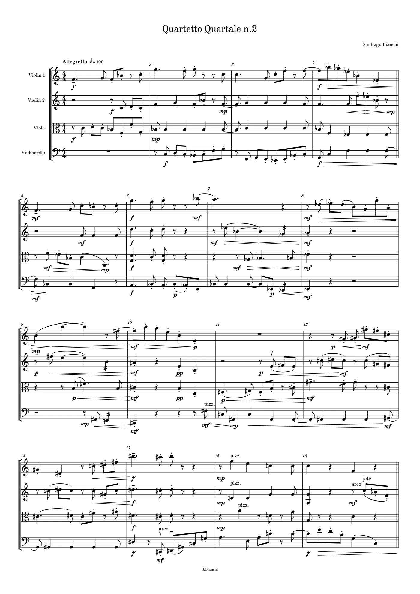 Score of Quartal Quartet no. 2 by Santiago Bianchi, page 1 of 7