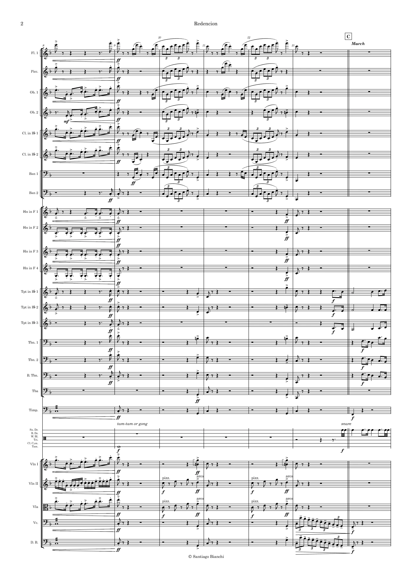 Score of Redención by Santiago Bianchi, page 2 of 33