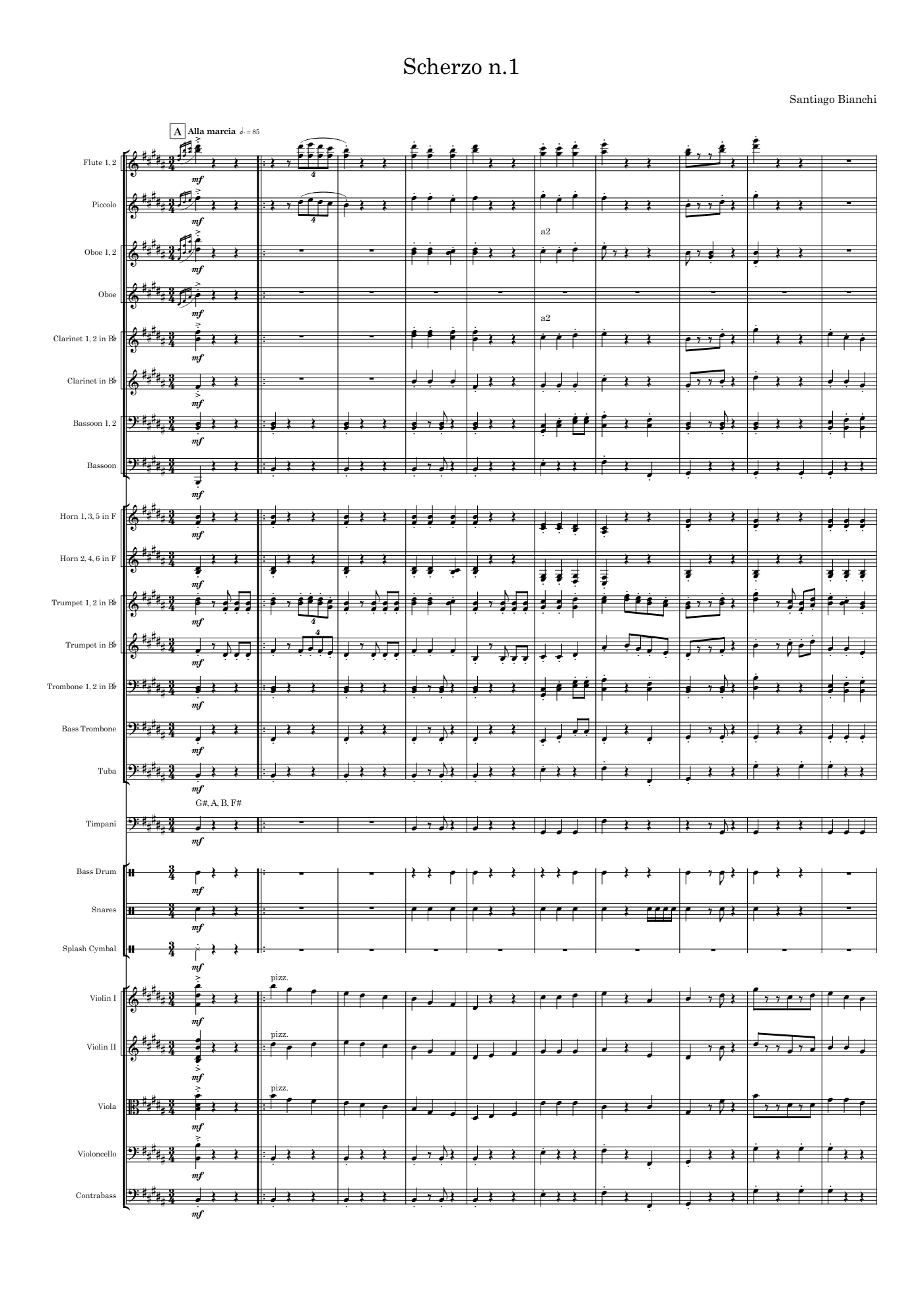 Score of Scherzo n.1 by Santiago Bianchi, page 1 of 10