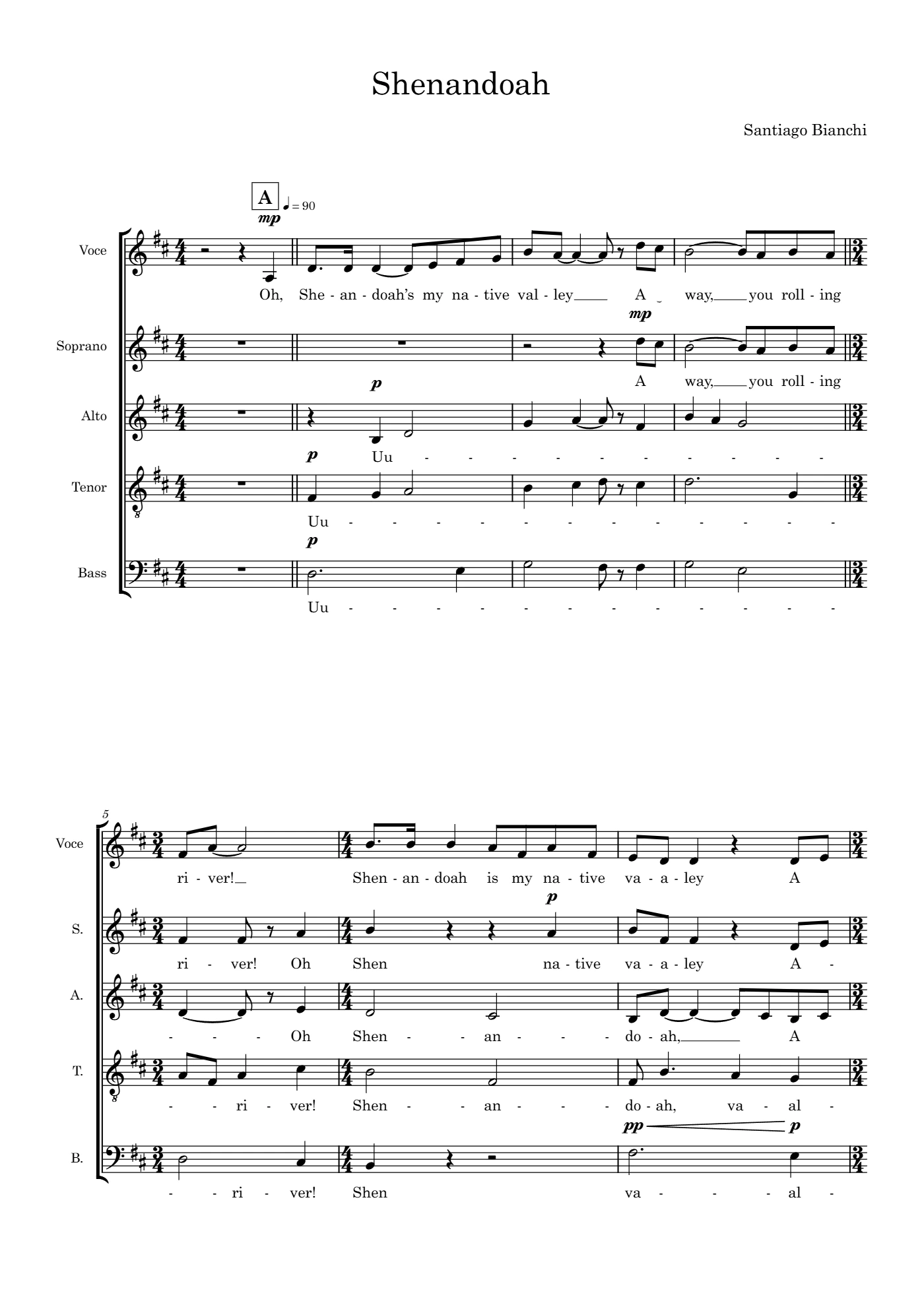 Score of Shenandoah by Santiago Bianchi, page 1 of 5