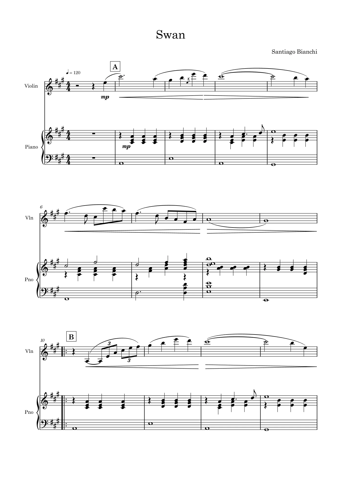 Score of Swan by Santiago Bianchi, page 1 of 5