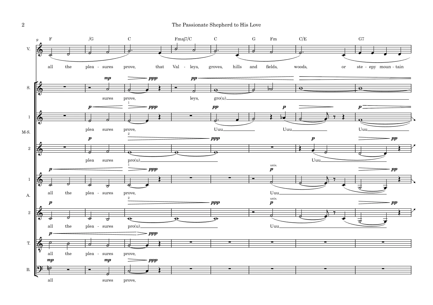 Score of The Passionate Shepherd to His Love by Santiago Bianchi, page 2 of 5