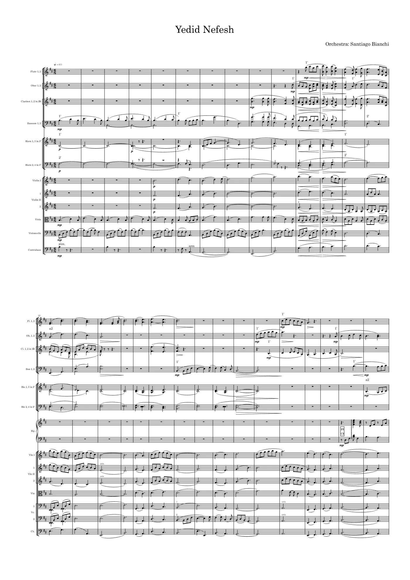 Score of Yedid Nefesh by Santiago Bianchi, page 1 of 4