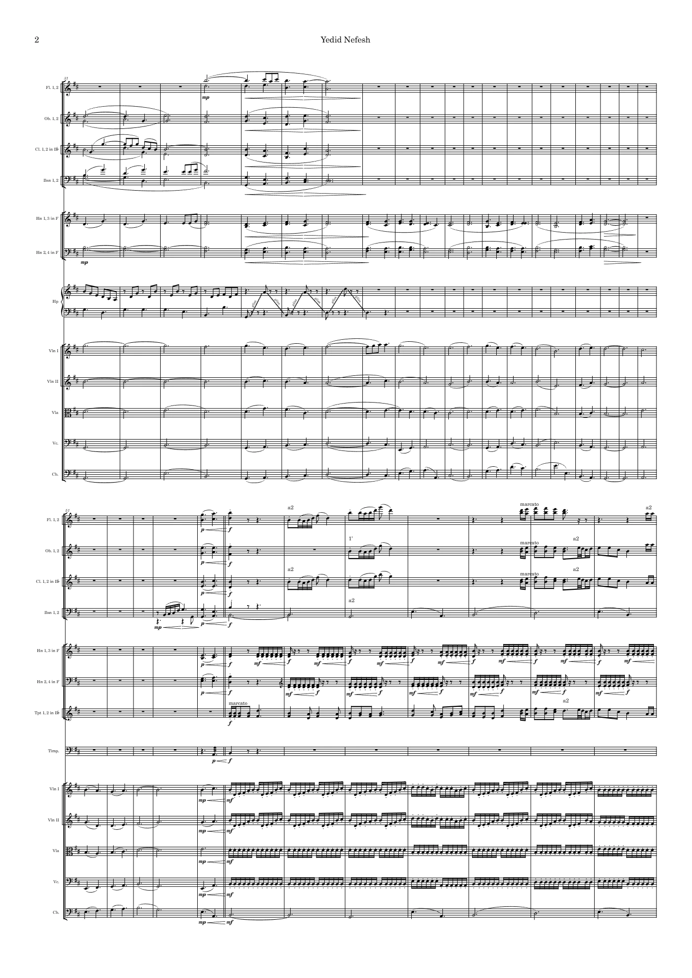 Score of Yedid Nefesh by Santiago Bianchi, page 2 of 4
