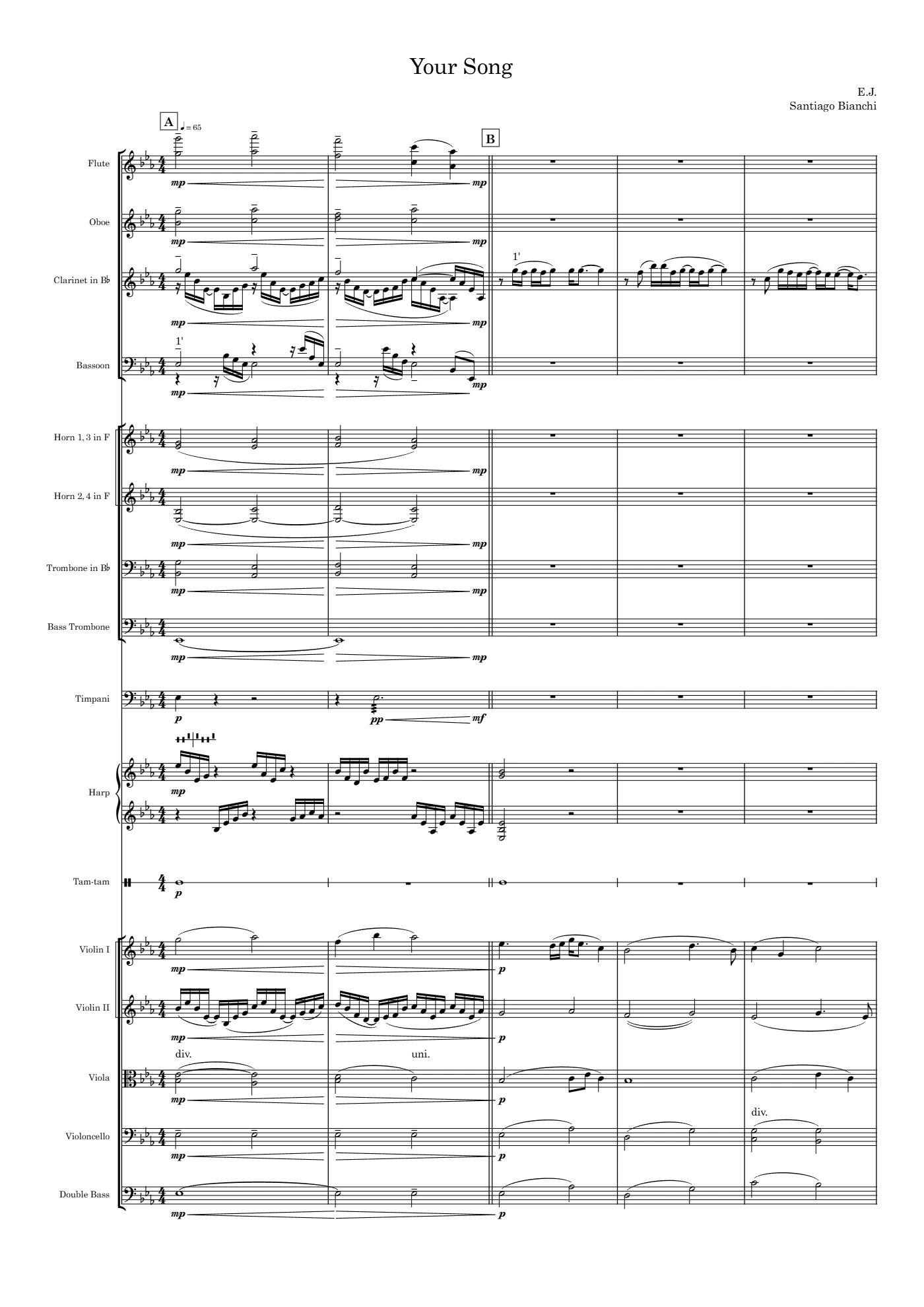 Score of Your Song by Santiago Bianchi, page 1 of 4